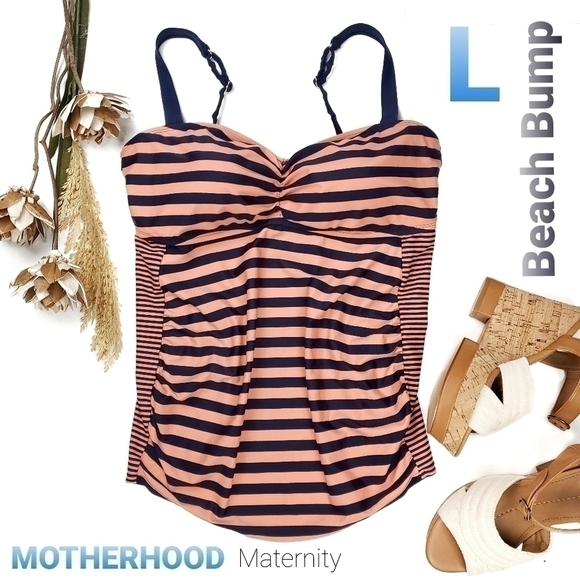 NEW Beach Bump Maternity Tankini Swim Top Sz L - Picture 1 of 12